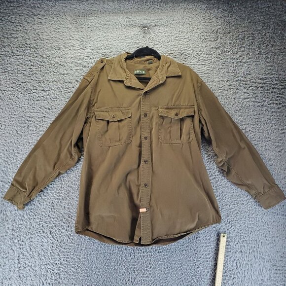 Orvis Shirt Mens Large Brown Utility Long Sleeve Button Front Gorpcore - Picture 1 of 10